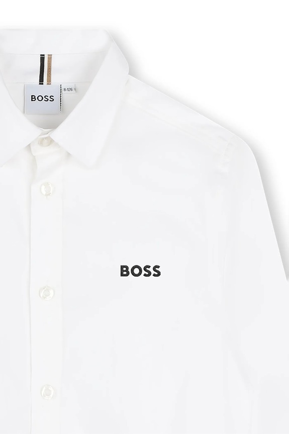Chlapec Detská bavlnená košeľa BOSS J52675.102.108 čierna