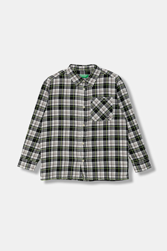 Παιδικό βαμβακερό πουκάμισο United Colors of Benetton casual μαύρο 5LQHCQ04B.G.seasonal