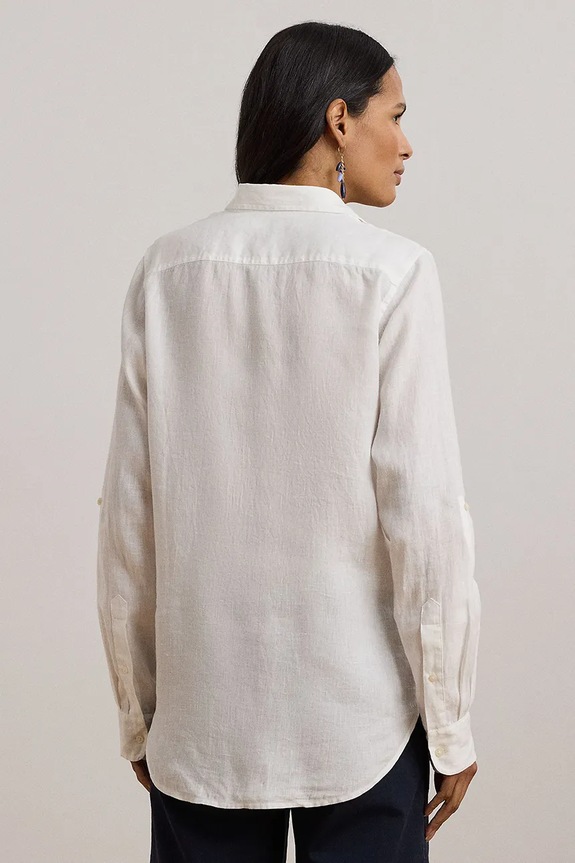 Lněná košile Lauren Ralph Lauren 200970750 bílá AW25