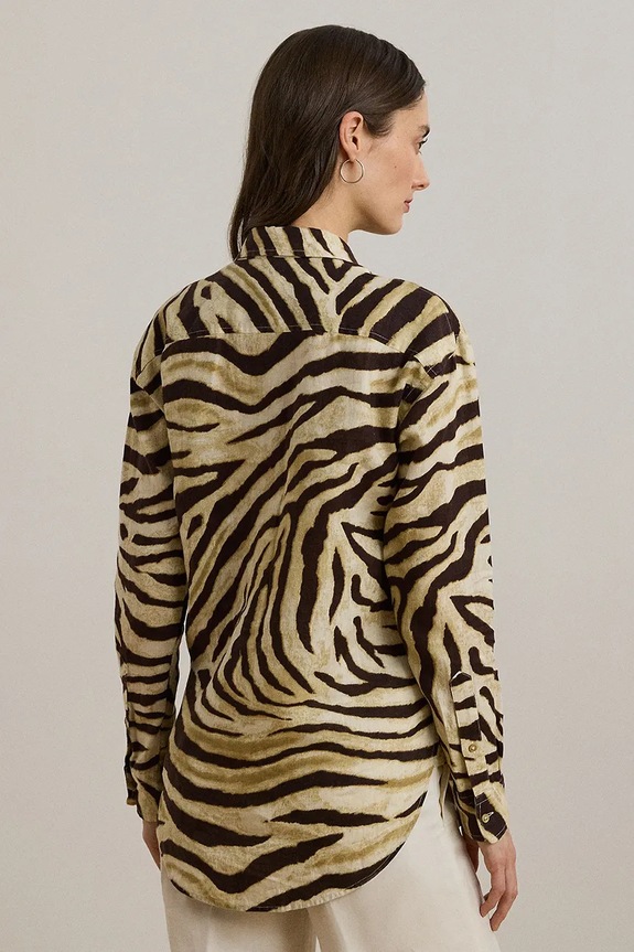 Ľanová košeľa Lauren Ralph Lauren 200970776 béžová AW25