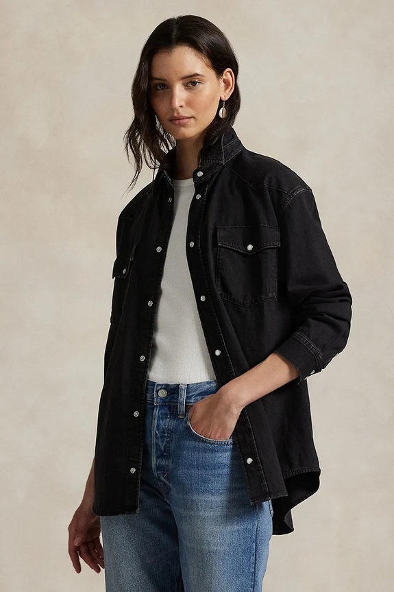 Rifľová košeľa Polo Ralph Lauren relaxed čierna 211971225