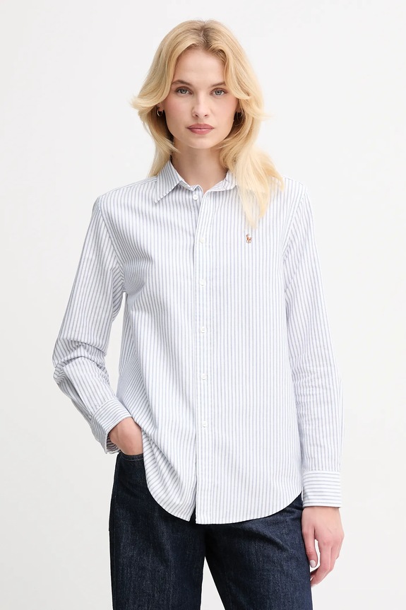 Βαμβακερό πουκάμισο Polo Ralph Lauren κανονικό μωβ 211971500