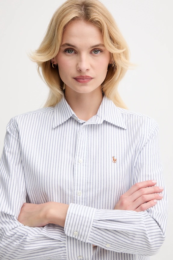 Βαμβακερό πουκάμισο Polo Ralph Lauren μωβ 211971500