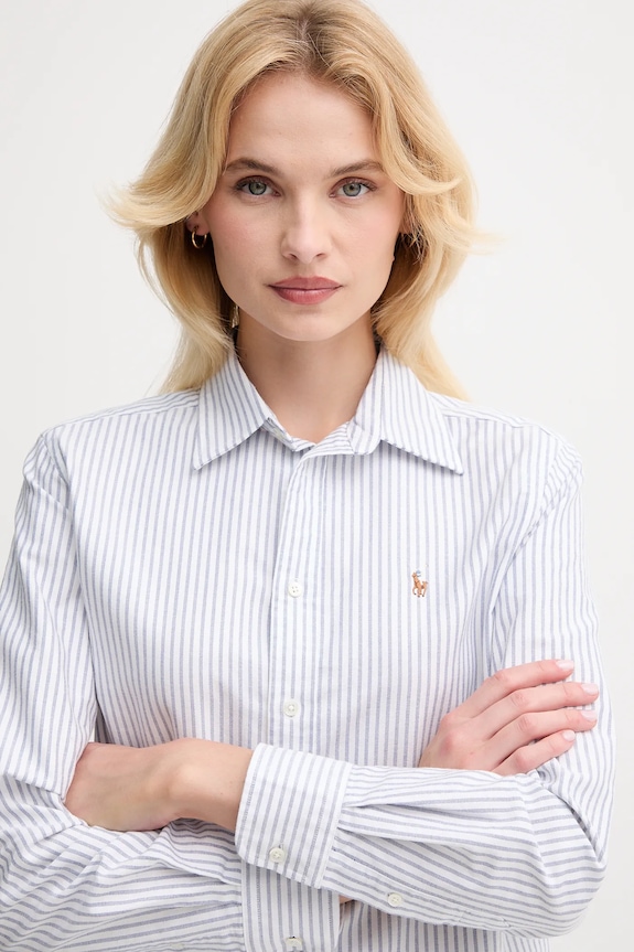 Βαμβακερό πουκάμισο Polo Ralph Lauren μωβ 211971500
