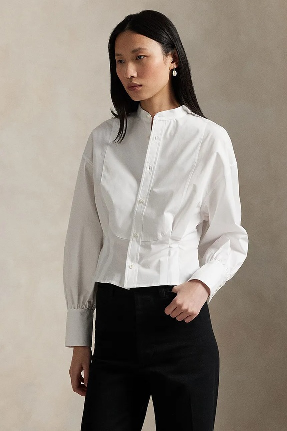 Βαμβακερό πουκάμισο Polo Ralph Lauren μακρύ λευκό 211971507