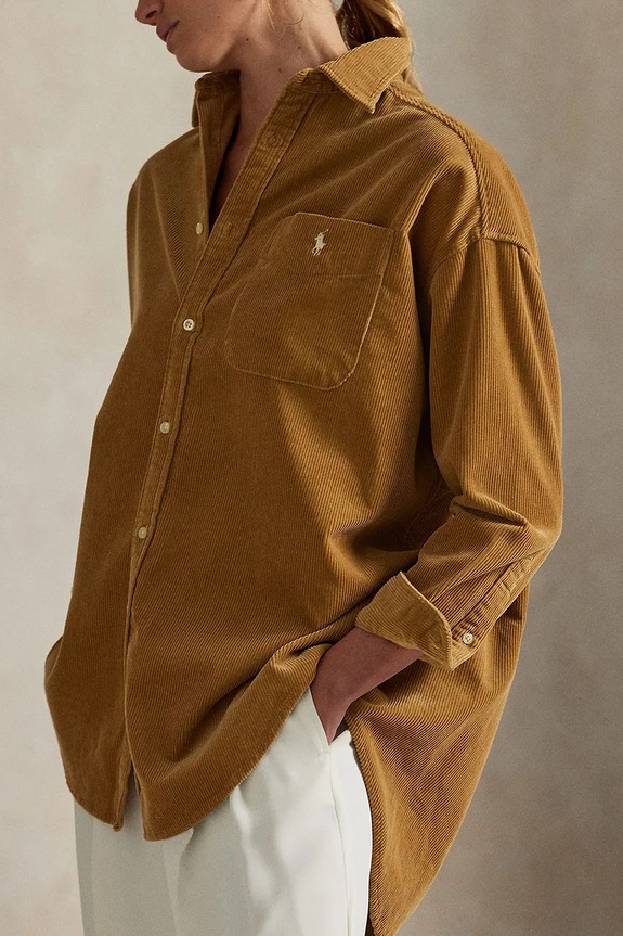 Polo Ralph Lauren camicia in velluto a coste beige 211971525