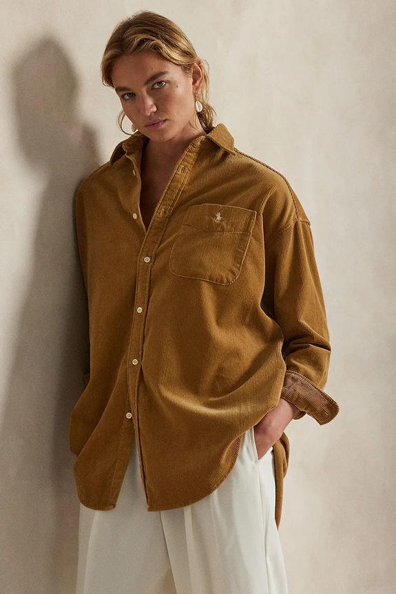 Polo Ralph Lauren camicia in velluto a coste 211971525 beige
