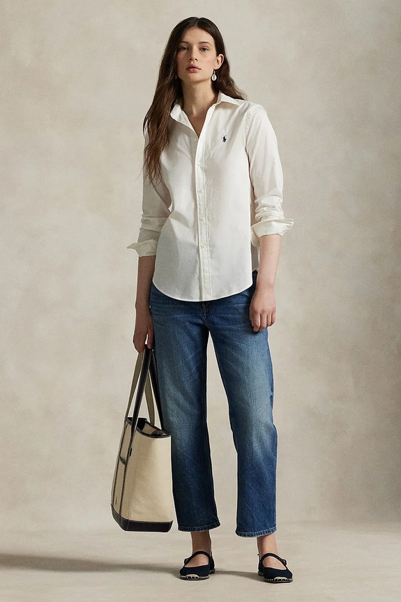 Одежда Хлопковая рубашка Polo Ralph Lauren 211A92177 бежевый