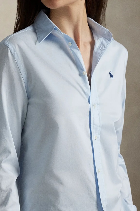 Хлопковая рубашка Polo Ralph Lauren голубой 211A92177
