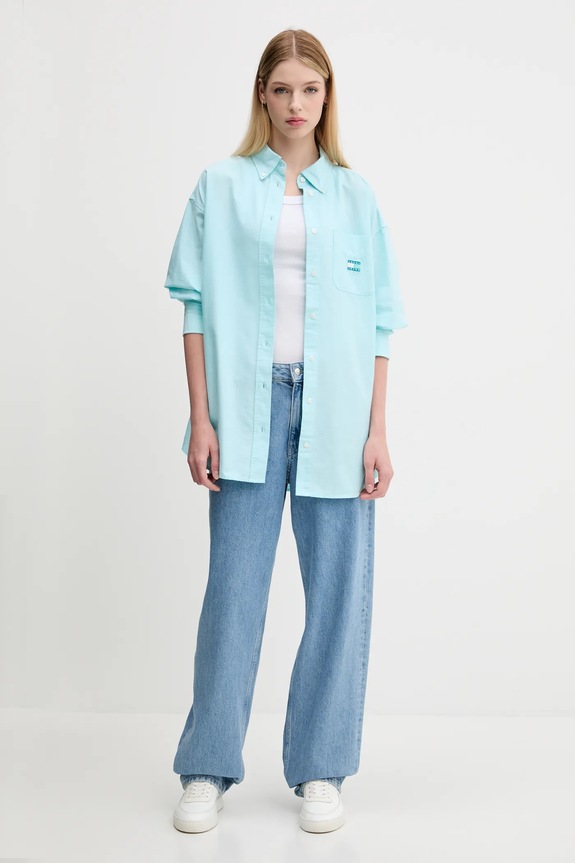 Tommy Jeans koszula DW0DW20988 turkusowy AW25