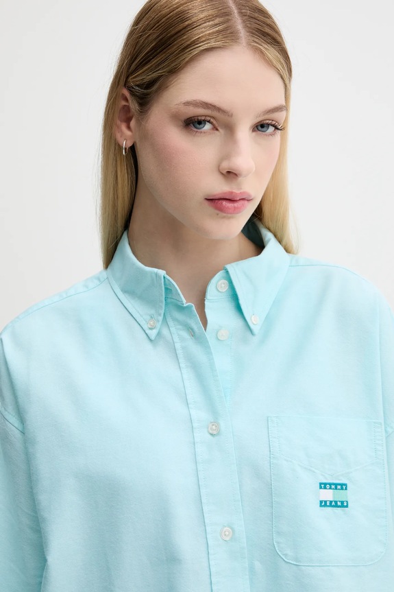 Tommy Jeans koszula turkusowy DW0DW20988