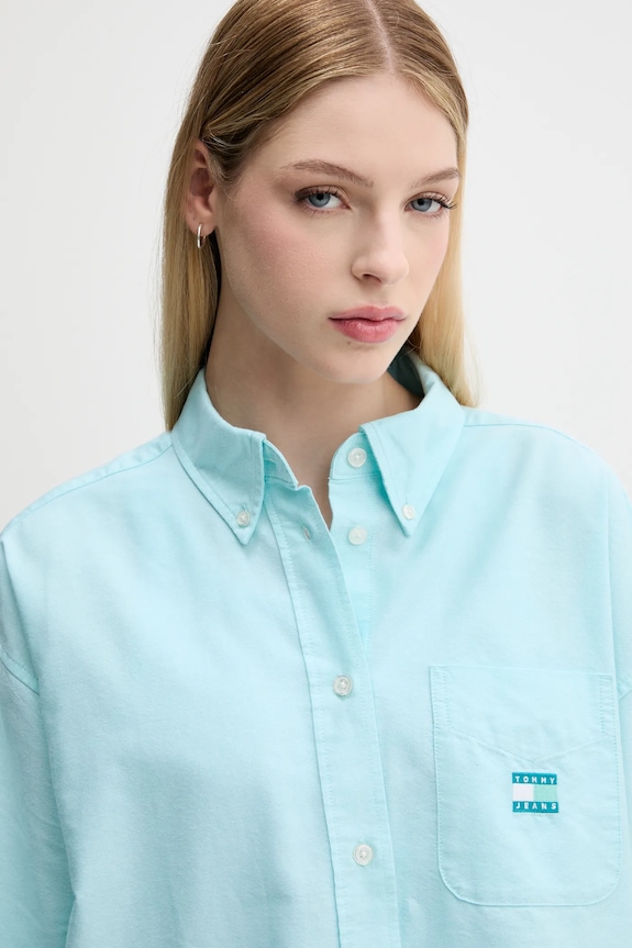 Tommy Jeans koszula turkusowy DW0DW20988
