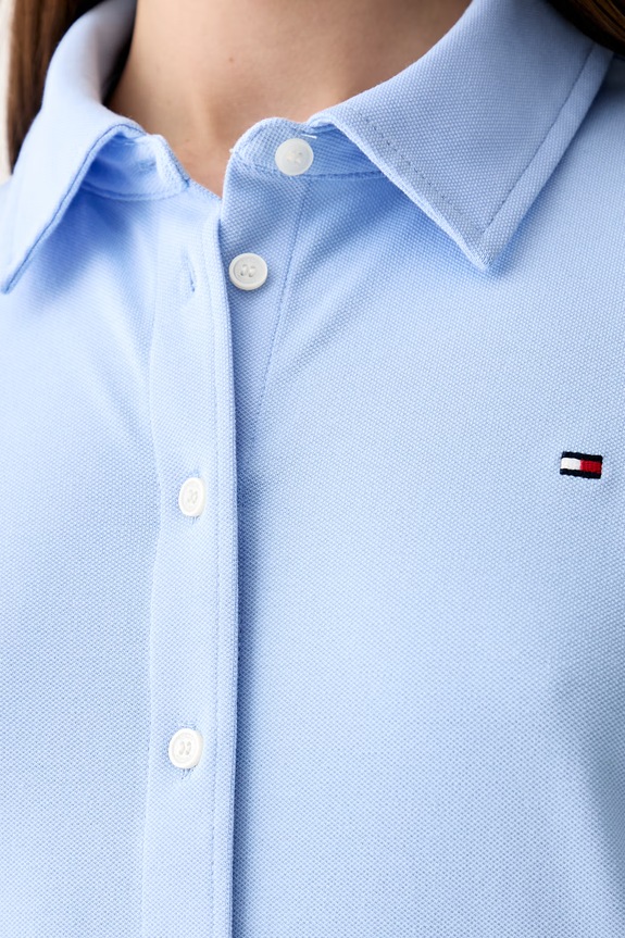 Tommy Hilfiger cămașă pentru femei din bumbac cu elastan WW0WW43528 albastru