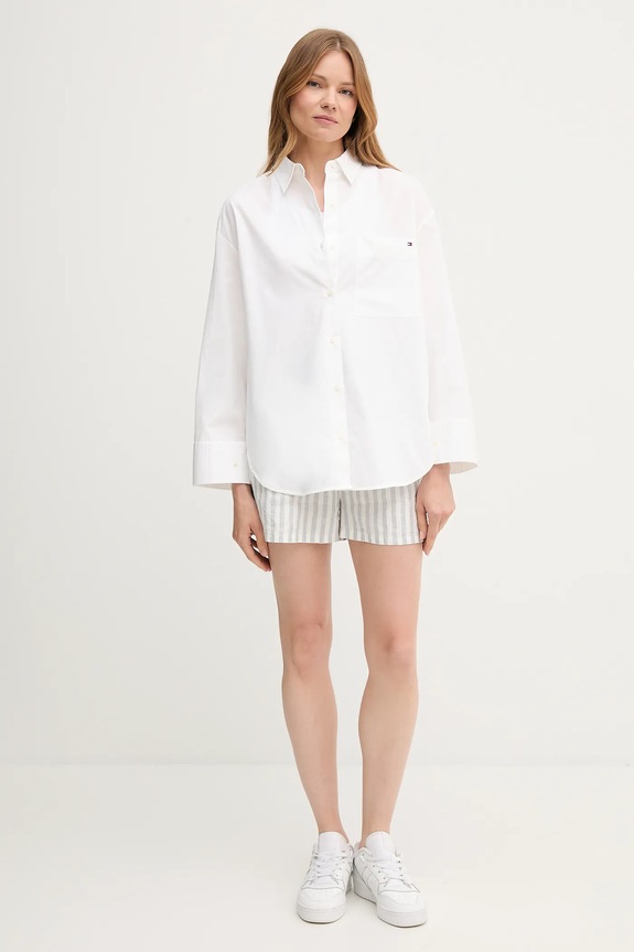 Tommy Hilfiger camicia in cotone WW0WW45892 bianco AW25