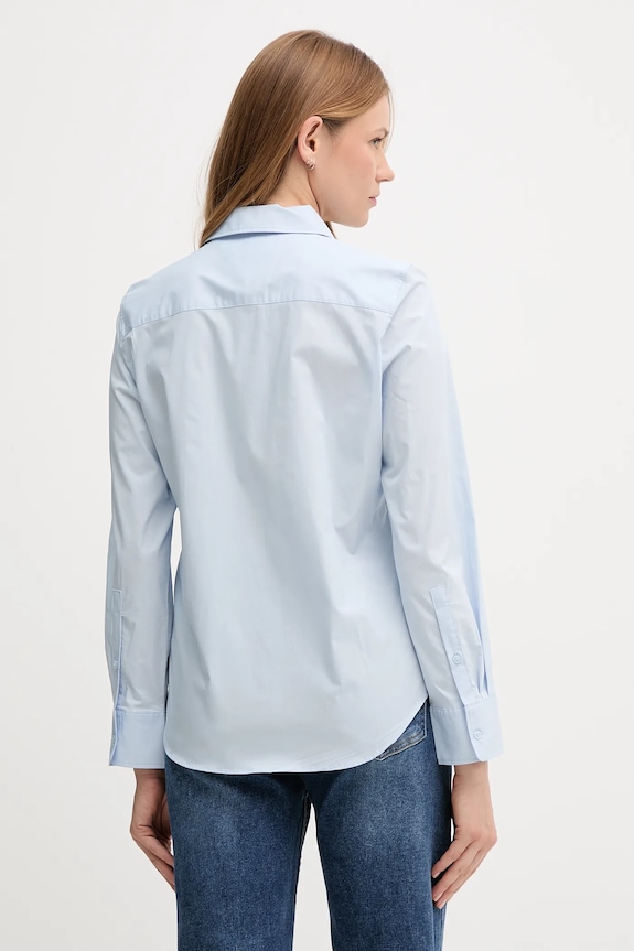 Odzież Tommy Hilfiger koszula damska bawełniana z elastanem WW0WW47169 niebieski