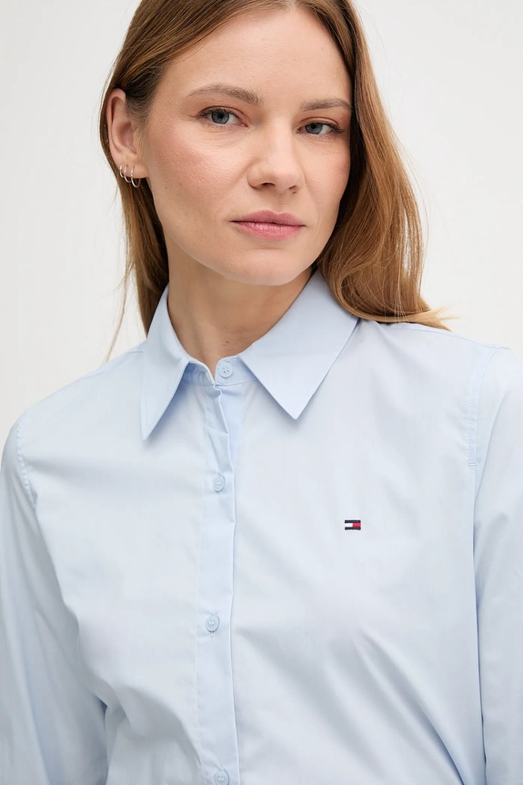 Tommy Hilfiger koszula damska bawełniana z elastanem niebieski WW0WW47169