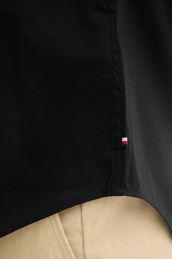 Tommy Hilfiger риза дамска от памук с еластан WW0WW47169 черен
