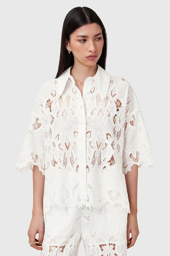 Košile AllSaints CHARLI nášivka bílá W098PC