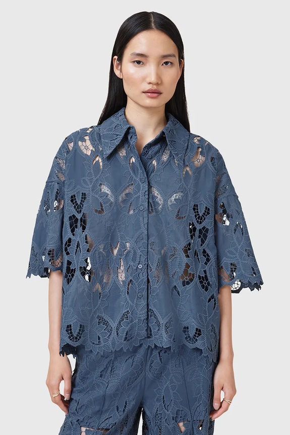 AllSaints cămașă CHARLI uni albastru W098PC