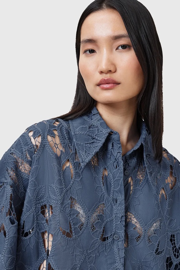 AllSaints cămașă CHARLI W098PC albastru AW25