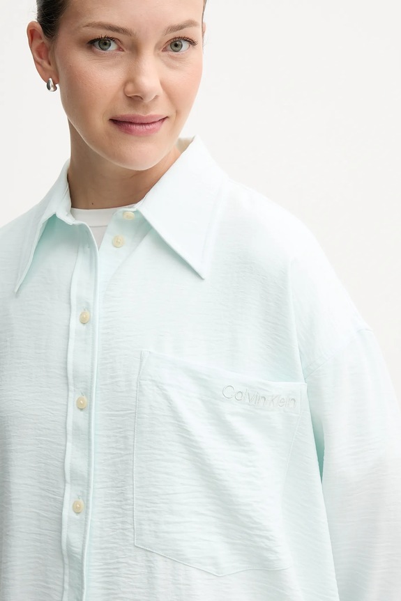 Košulja Calvin Klein Jeans tirkizna LV044C148G