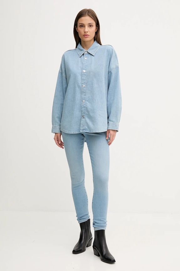 Džínová košile Calvin Klein Jeans LV047C709G modrá AW25