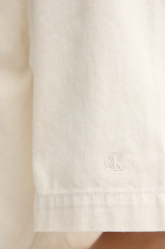 Košeľa s prímesou ľanu Calvin Klein Jeans LV047C775G béžová