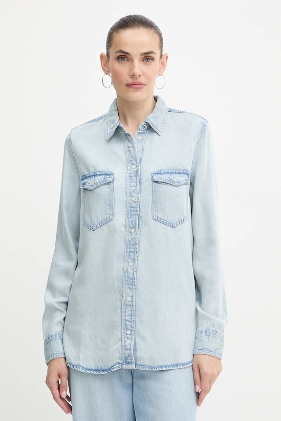 Πουκάμισο Guess WESTERN μακρύ μπλε W5YH33.D4N61