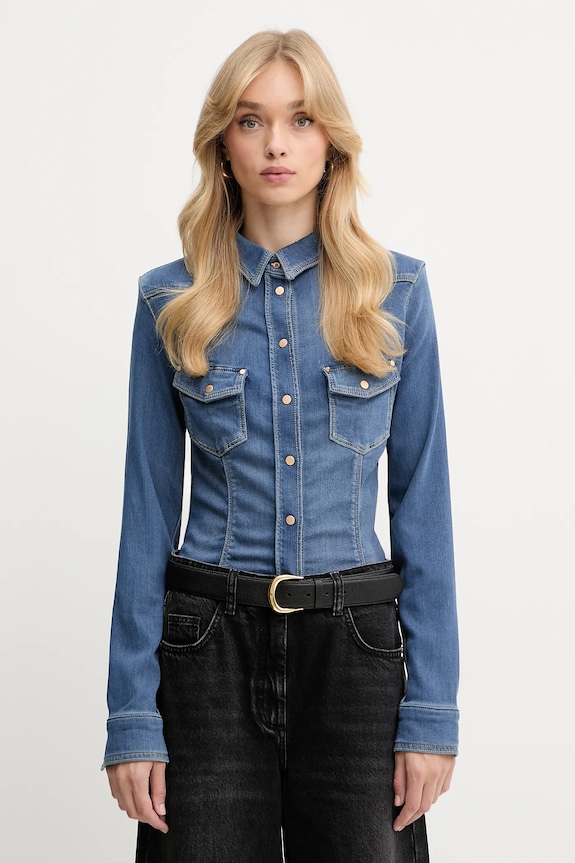 Guess koszula KALIMA z elastanem granatowy W5YH63.D0781