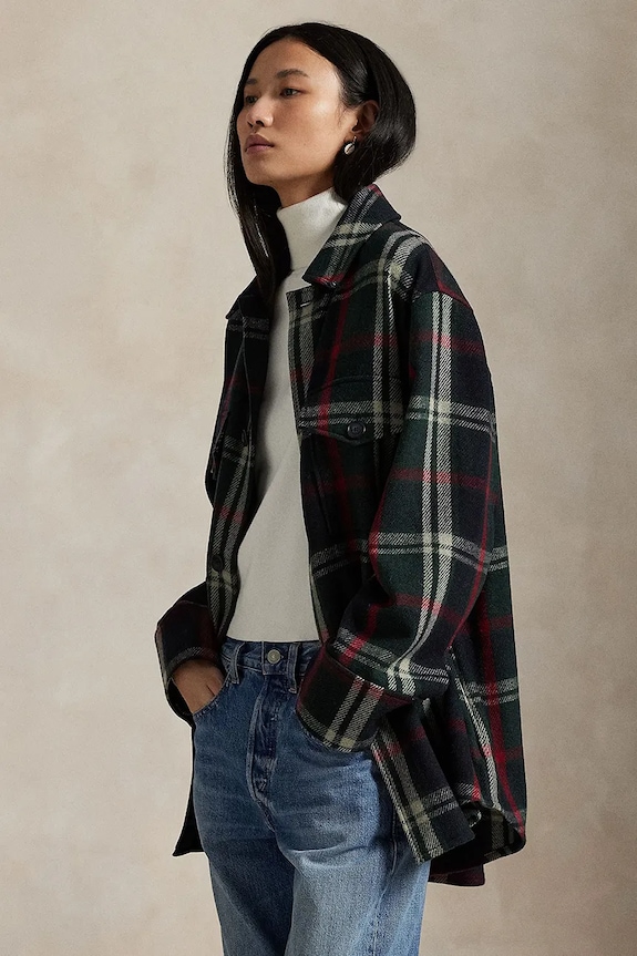 Košile s příměsí vlny Polo Ralph Lauren Woven Sport 211971524 zelená AW25
