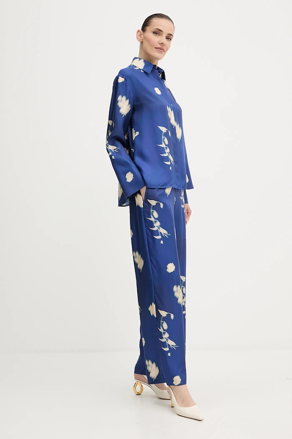 MM by Max Mara cămașă de mătase ERACLEA 2526116057600 albastru AW25