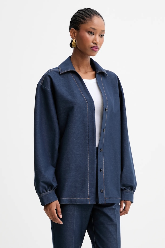MM by Max Mara koszula ORLEANS z elastanem granatowy 2526916017600