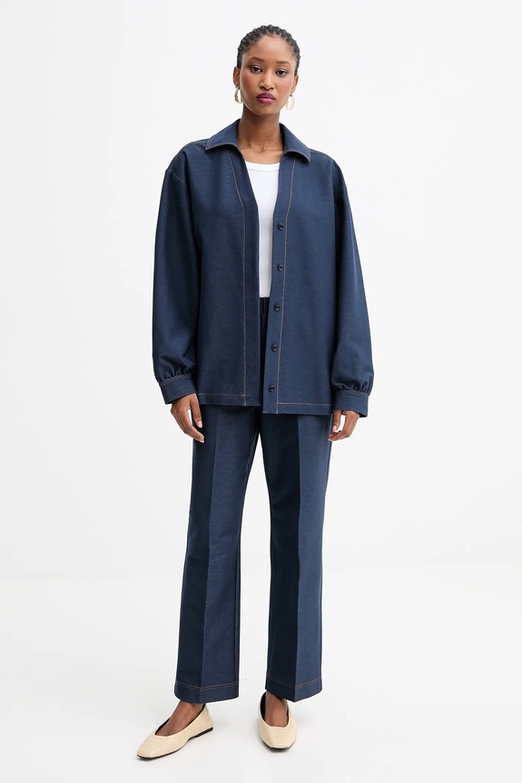 MM by Max Mara koszula ORLEANS 2526916017600 granatowy AW25