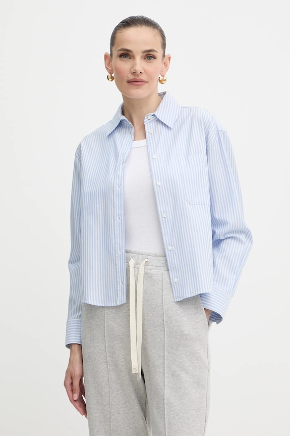 Bavlněná košile Weekend Max Mara NUORO dlouhý modrá 2525116111600