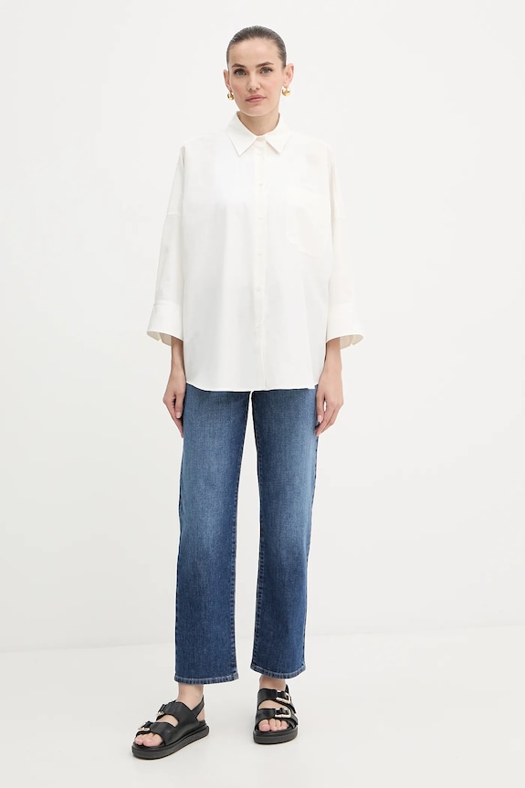 Βαμβακερό πουκάμισο Weekend Max Mara ZAVORRA 2525116121600 μπεζ AW25