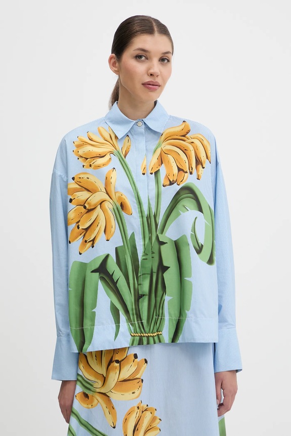 Farm Rio camicia in cotone lunga blu 332582