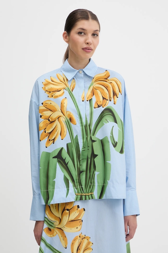 Farm Rio camicia in cotone lunga blu 332582