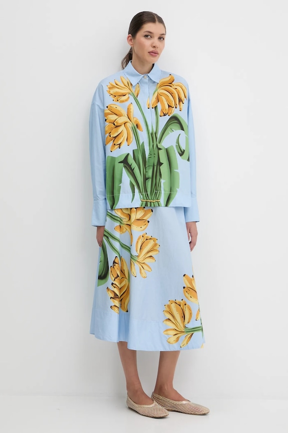 Farm Rio camicia in cotone 332582 blu AW25