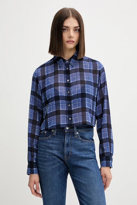 Πουκάμισο Tommy Jeans casual σκούρο μπλε DW0DW21452