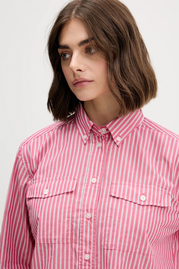 Βαμβακερό πουκάμισο Tommy Jeans ροζ DW0DW21453