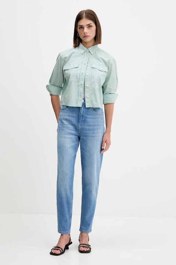 Tommy Jeans camicia in cotone DW0DW21453 verde AW25