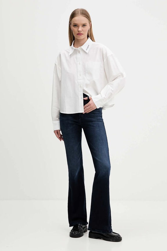 Βαμβακερό πουκάμισο Tommy Jeans DW0DW21455 λευκό AW25