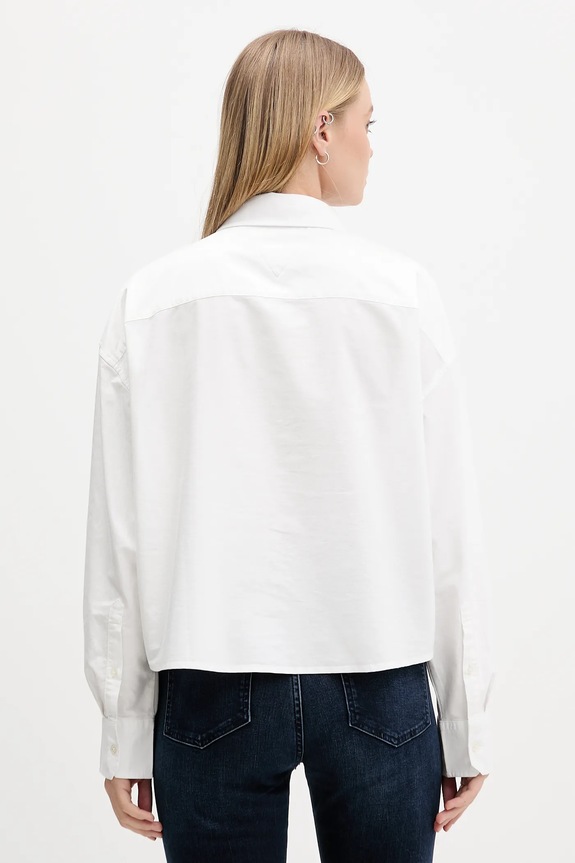 Ρούχα Βαμβακερό πουκάμισο Tommy Jeans DW0DW21455 λευκό