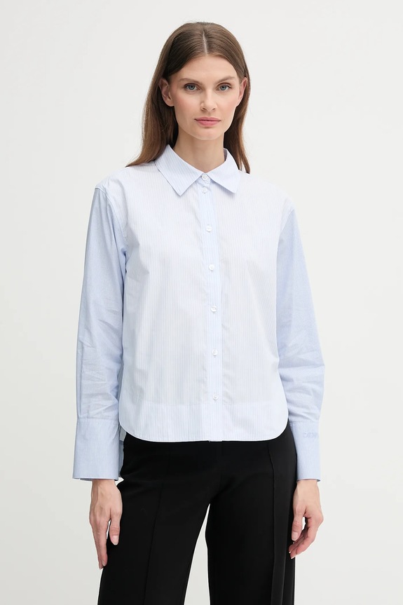 Dkny koszula bawełniana wzorzyste niebieski DJ5W2130