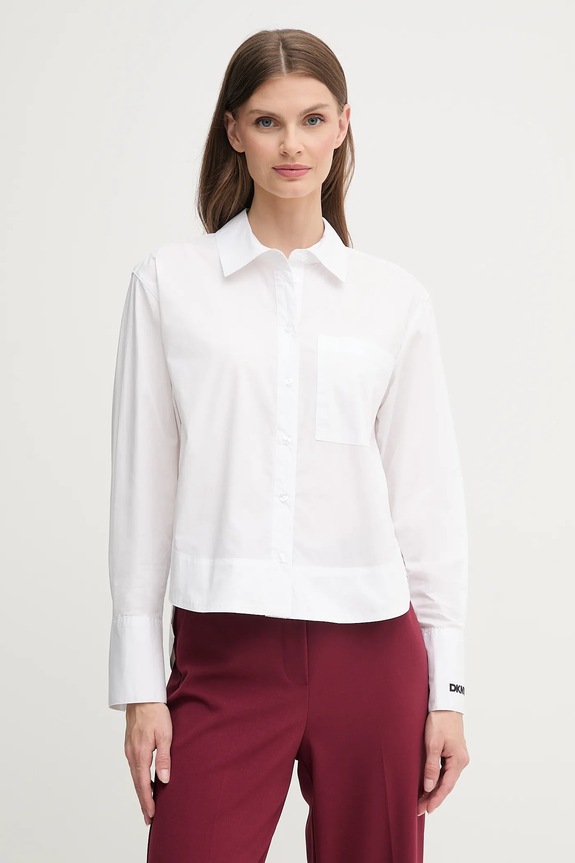 Dkny koszula bawełniana klasyczny biały DJ5W2108
