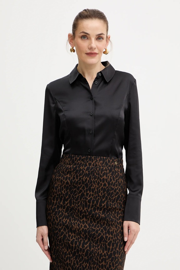 Košeľa Guess FERNANDA regular čierna W5BH83.WF1T2