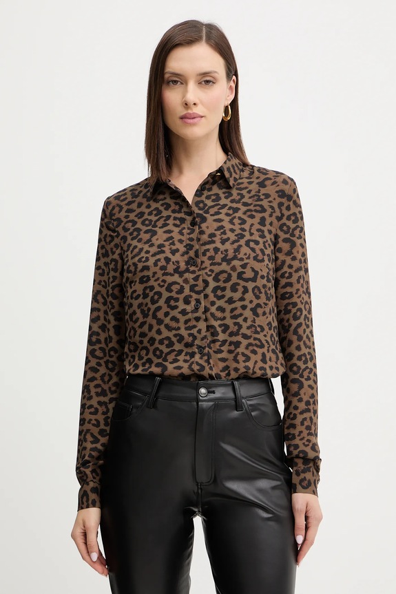 Guess koszula NEW CLOUIS regular brązowy W5BH73.WGLA2