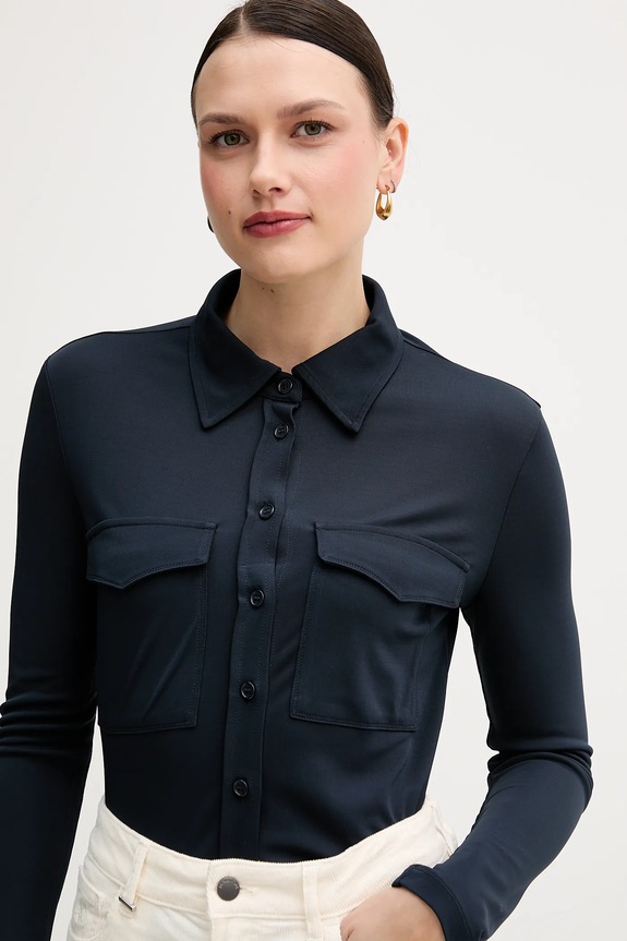 Πουκάμισο Sisley σκούρο μπλε 54HXLQ09M