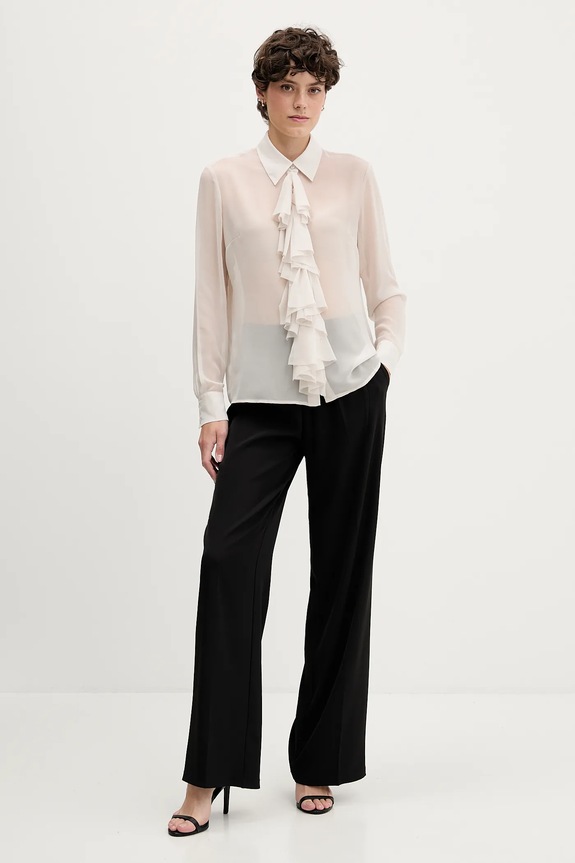 Sisley koszula 5NOXLQ09T beżowy AW25
