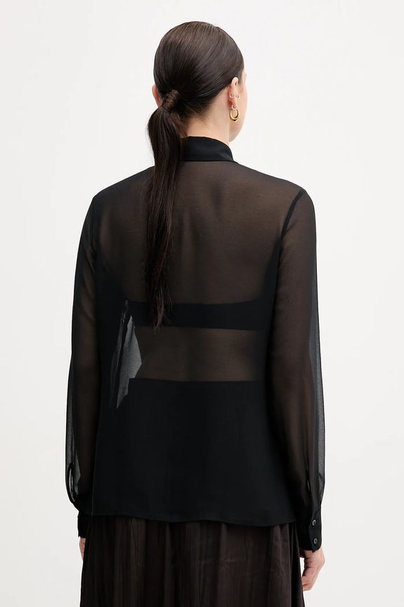 Ρούχα Πουκάμισο Sisley 5NOXLQ09T μαύρο